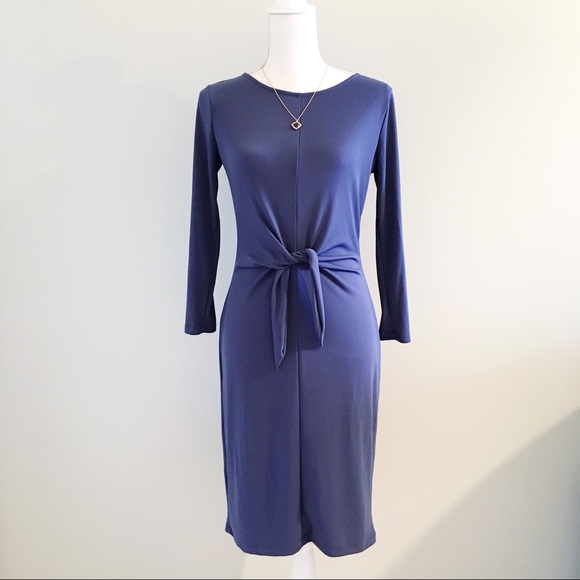 Ann Taylor Dresses & Skirts - Ann Taylor Blue Boatneck Front Tie Dress